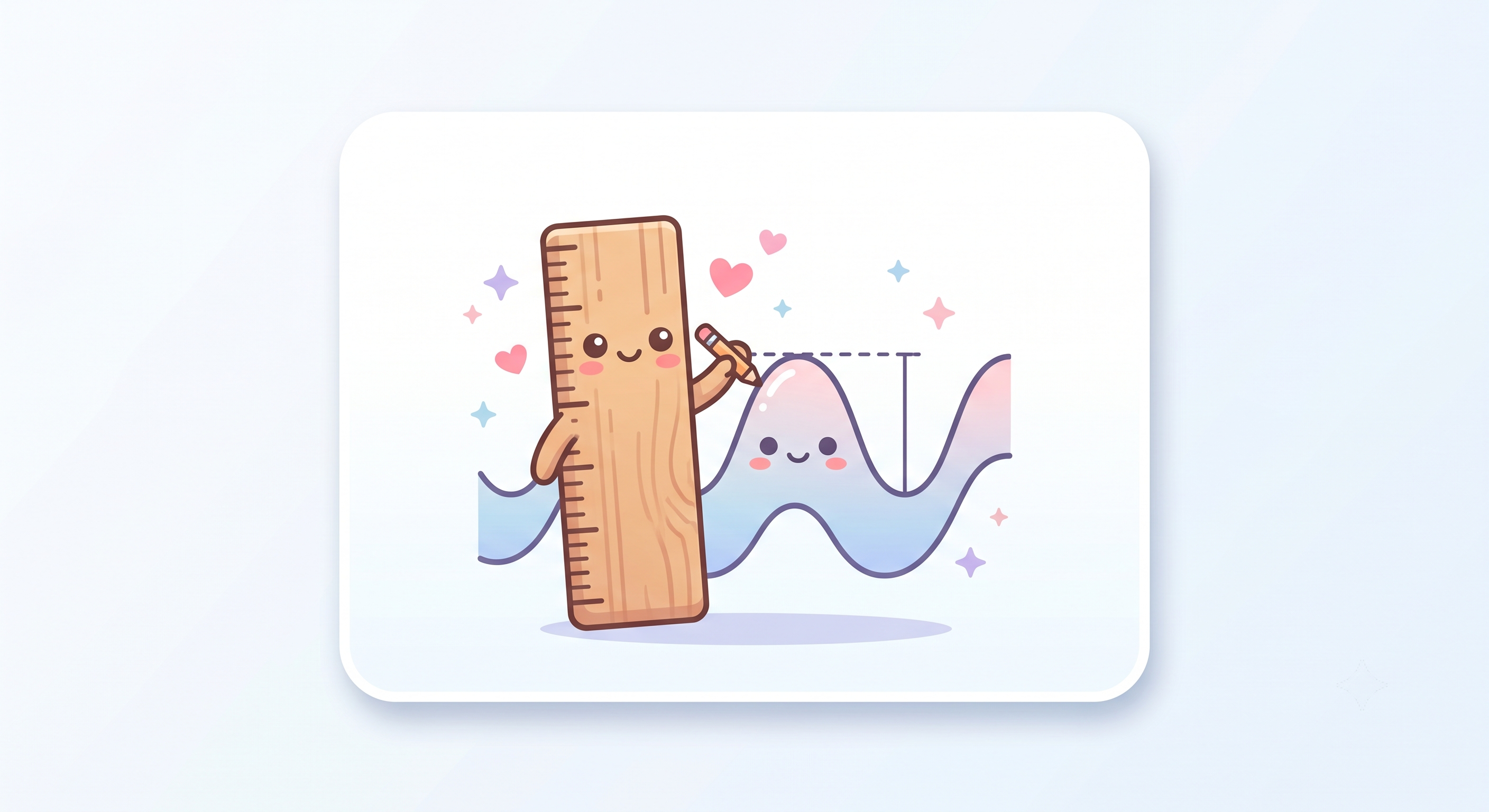 Cute Ruler Character Measuring Wave