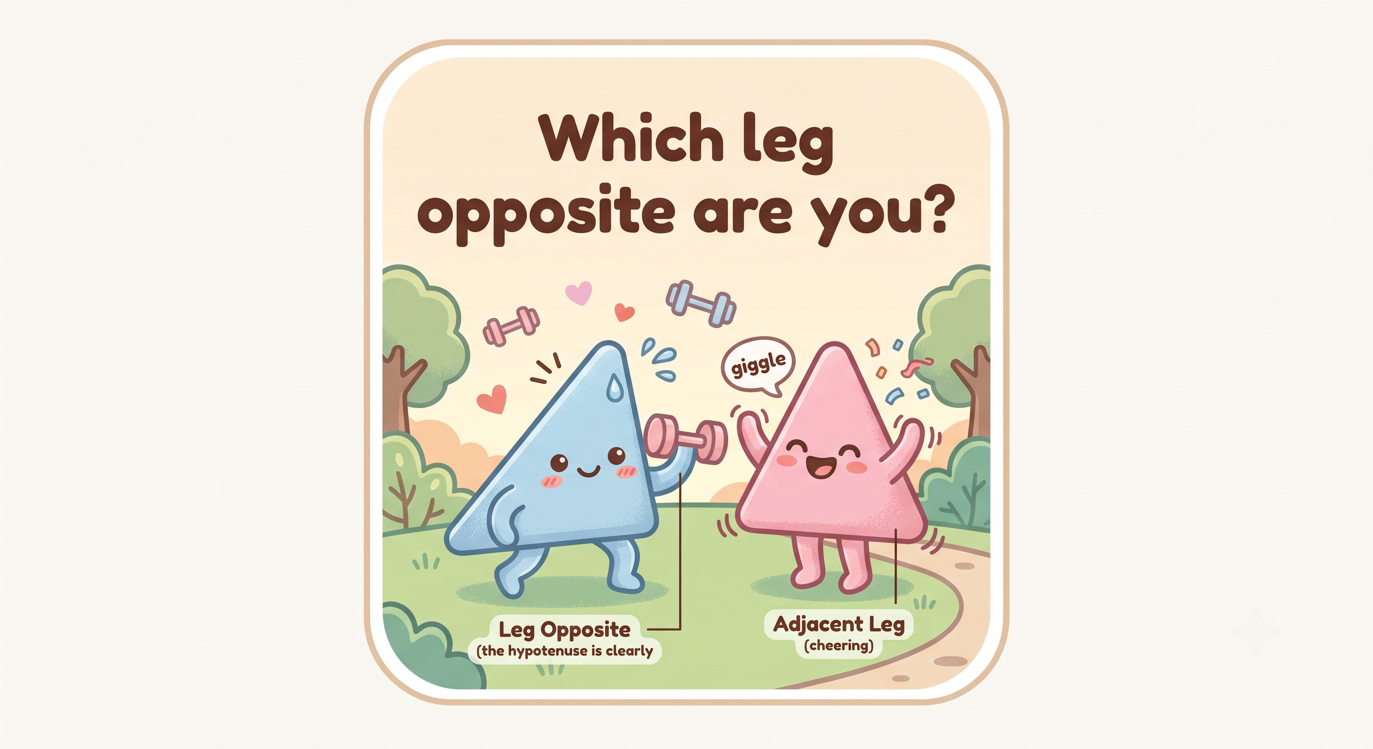 A tiny right-angled triangle doing leg day on its opposite side
