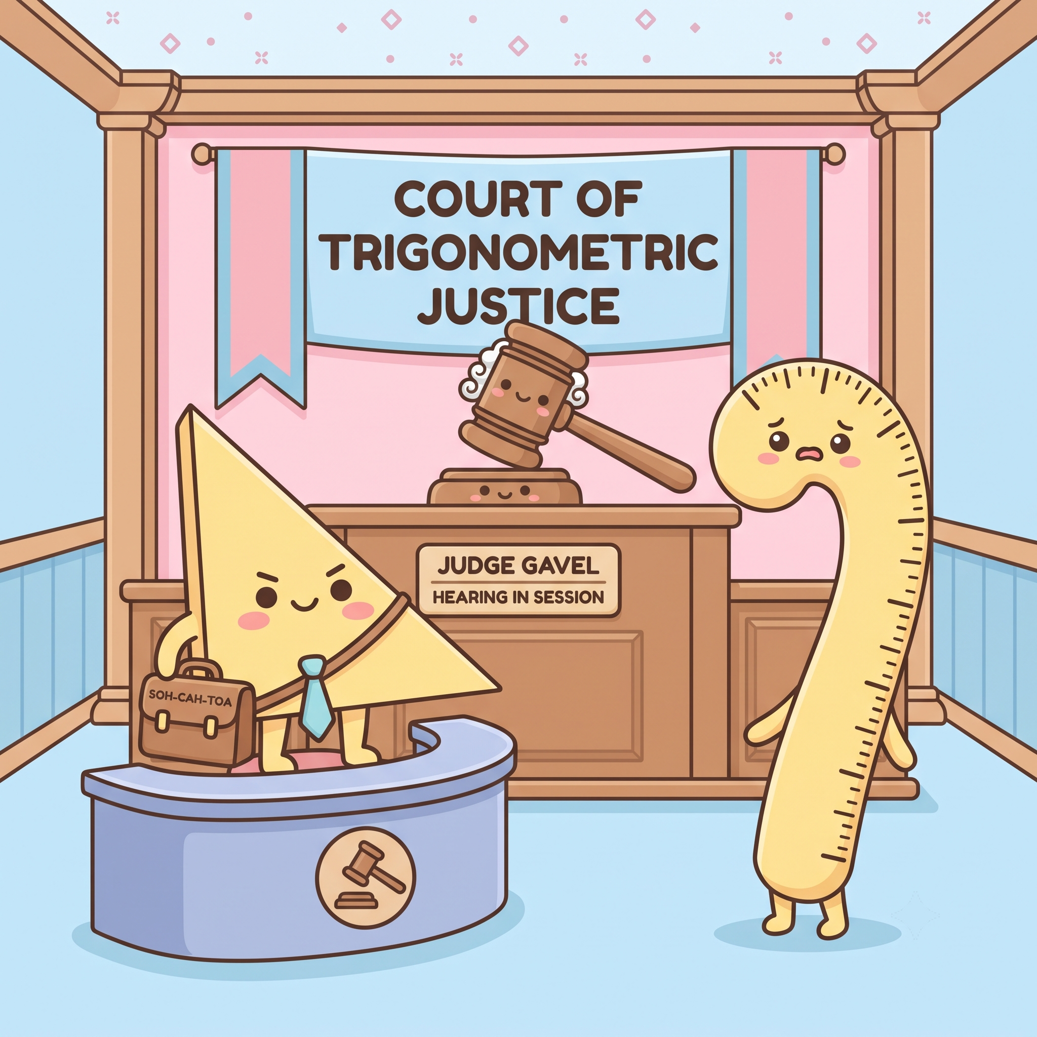 Lawyer Triangle Defending Hypotenuse in Court